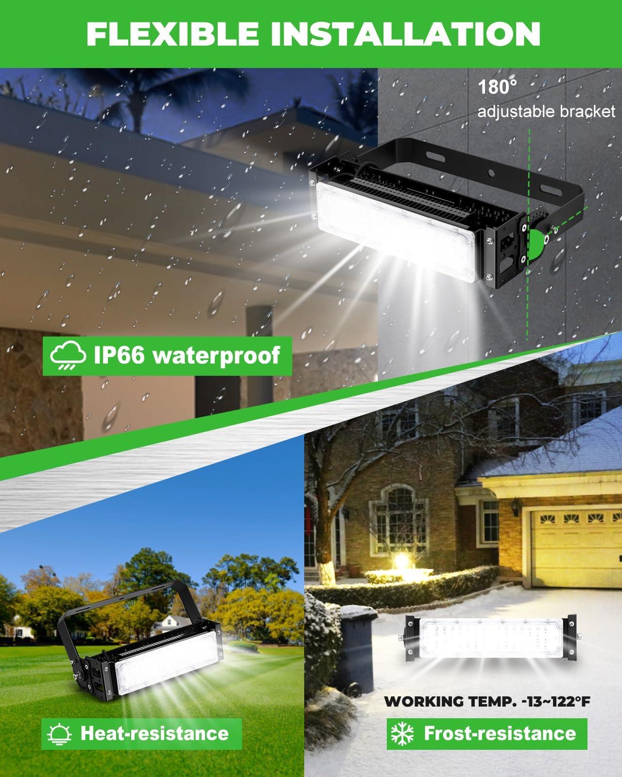 LED Strahler Flutlicht 50W Flutlicht 6500LM 6500K Stadion Flutlicht IP66 Wasserdichte Beleuchtung AC100-265V für Stadion, Spielplatz, Dock, Platz, Außenbereich Beleuchtung
