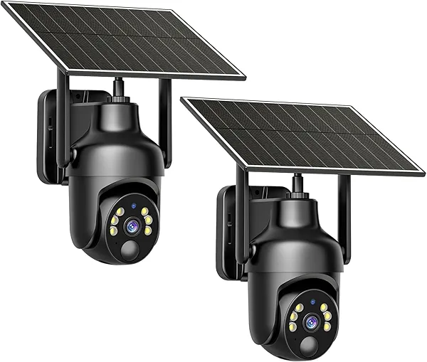 Tefrio No WiFi Security Camera with Built-in 4G LTE SIM Card, Cellular Security Camera Support Unlimited Data Plan, 2K Color Night Vision, 360° Live View, Real-time Alerts, Solar Powered for Outdoor