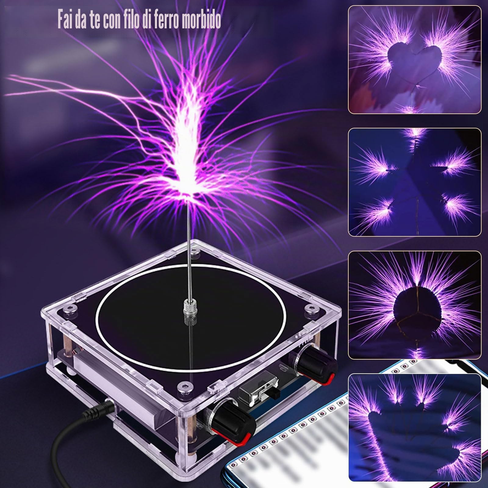 Music Tesla Coil, altoparlante Tesla bobina in acrilico, flash musicali artificiali, insegnamento scientifico, bobina musicale Tesla per bambini