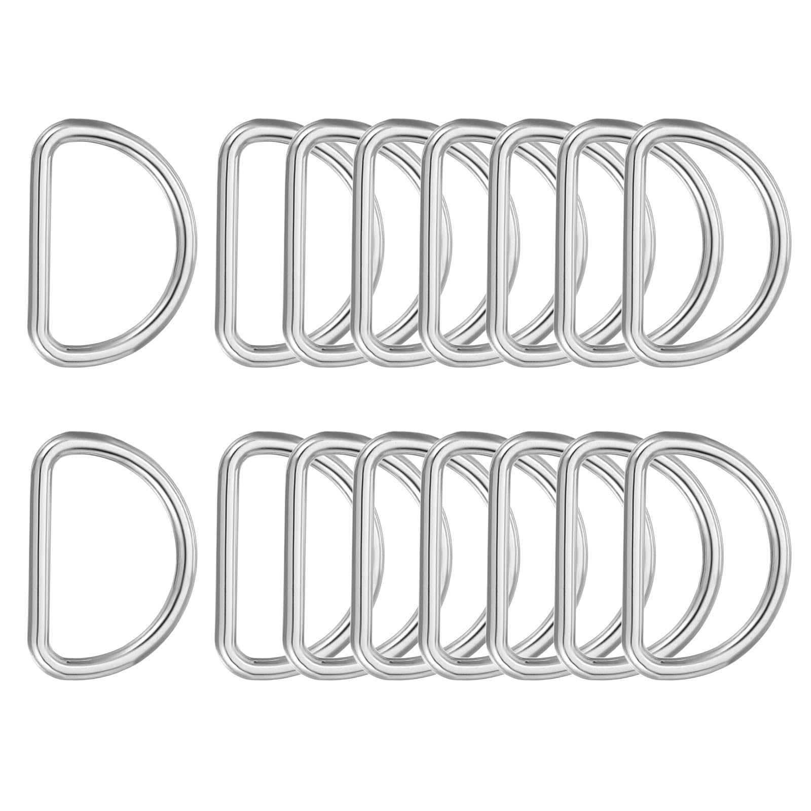 PATIKIL Metal D Ring, (3/4", Silver)(16 Pcs), Heavy Duty Welded Solid D Rings Metal D Buckle, Suit for Bags/Backpack/Wallets/Leather/Straps/Webbing/Pet Collars/Hardware Assorted