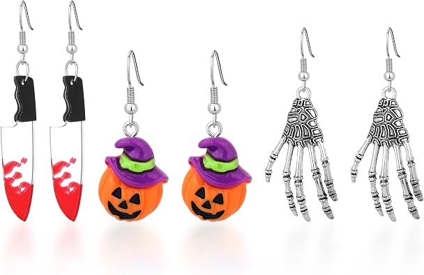 Halloween Earrings for Women Multiple Spooky Styles Halloween Jewelry Pumpkin Ghost Spider Web Stud Earrings Party Holiday Accessories Jewelry Gift with Pouch