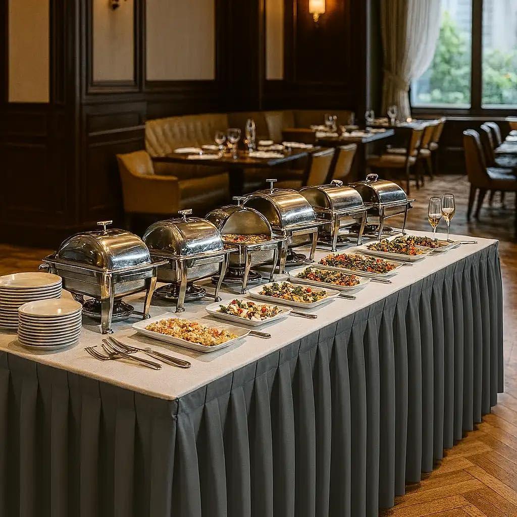 Skirting Plisseefalte für Catering Hochzeiten Gastronomie (Anthrazit, 490 x 73 cm)