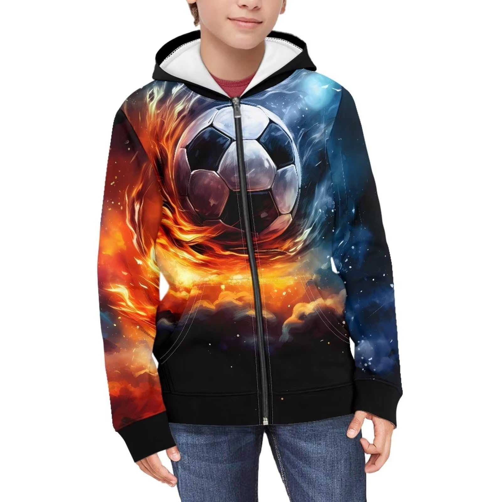 Coloranimal Unisex Girls Boys Long Sleeve Casual Hoodies &amp; Sweatshirts Tops Kids Zip Up Jacket Coat Age 6-16 Year