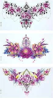 ALLY-MAGIC Sexy Temporary Tattoos, Abdomen Tattoo Waist Tattoo Stickers, 3D Realistic Flowers Temporary Tattoo, Bachelorette Party Tattoos for Women Girls, Temporary Fake Body Tattoos Y9HHWSTZ