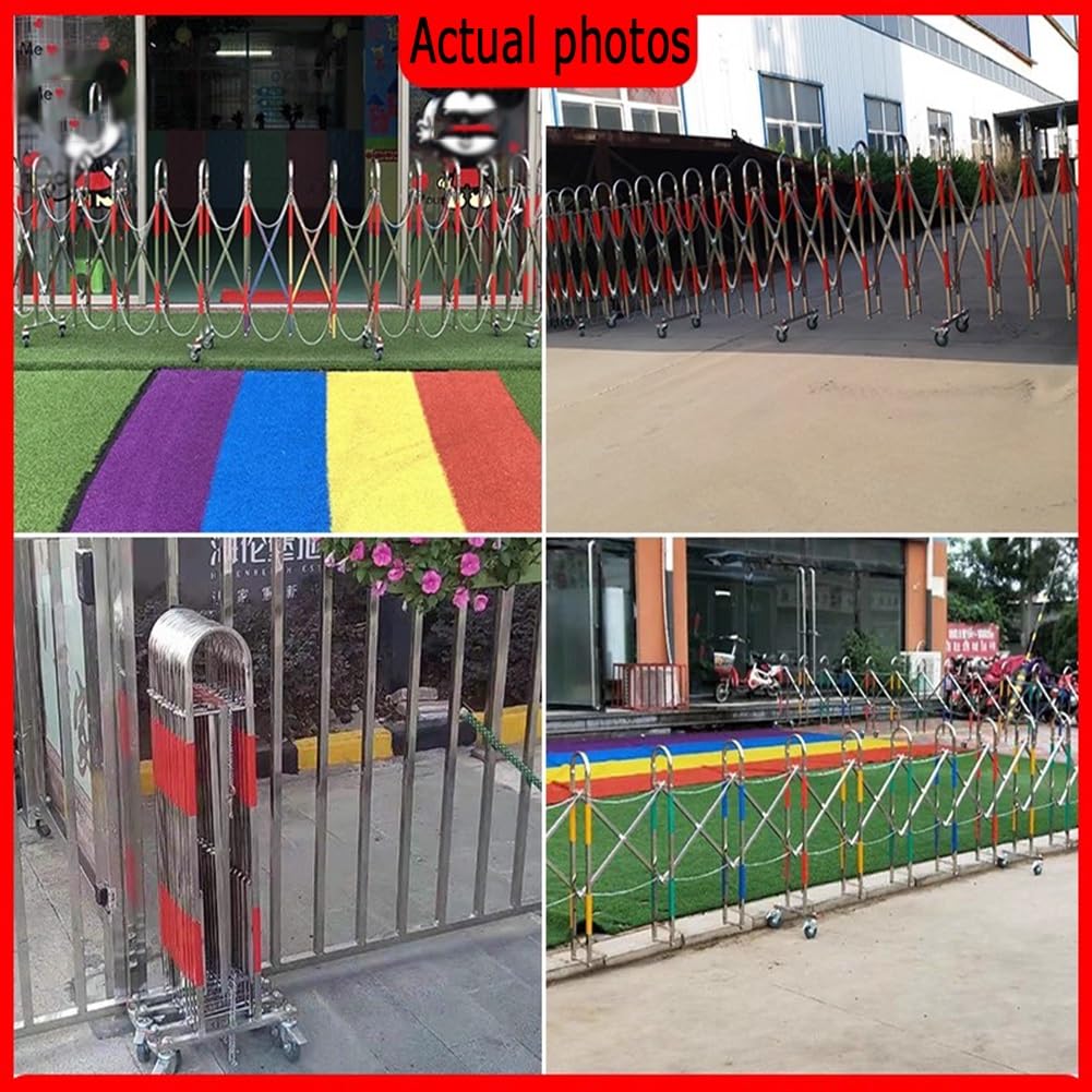 Barrera retráctil Extensible para Exteriores, Valla de Seguridad Industrial, Control de Acceso para entradas y Patios, de Acero Inoxidable, 1,4 x 5 m, Ideal para la segur