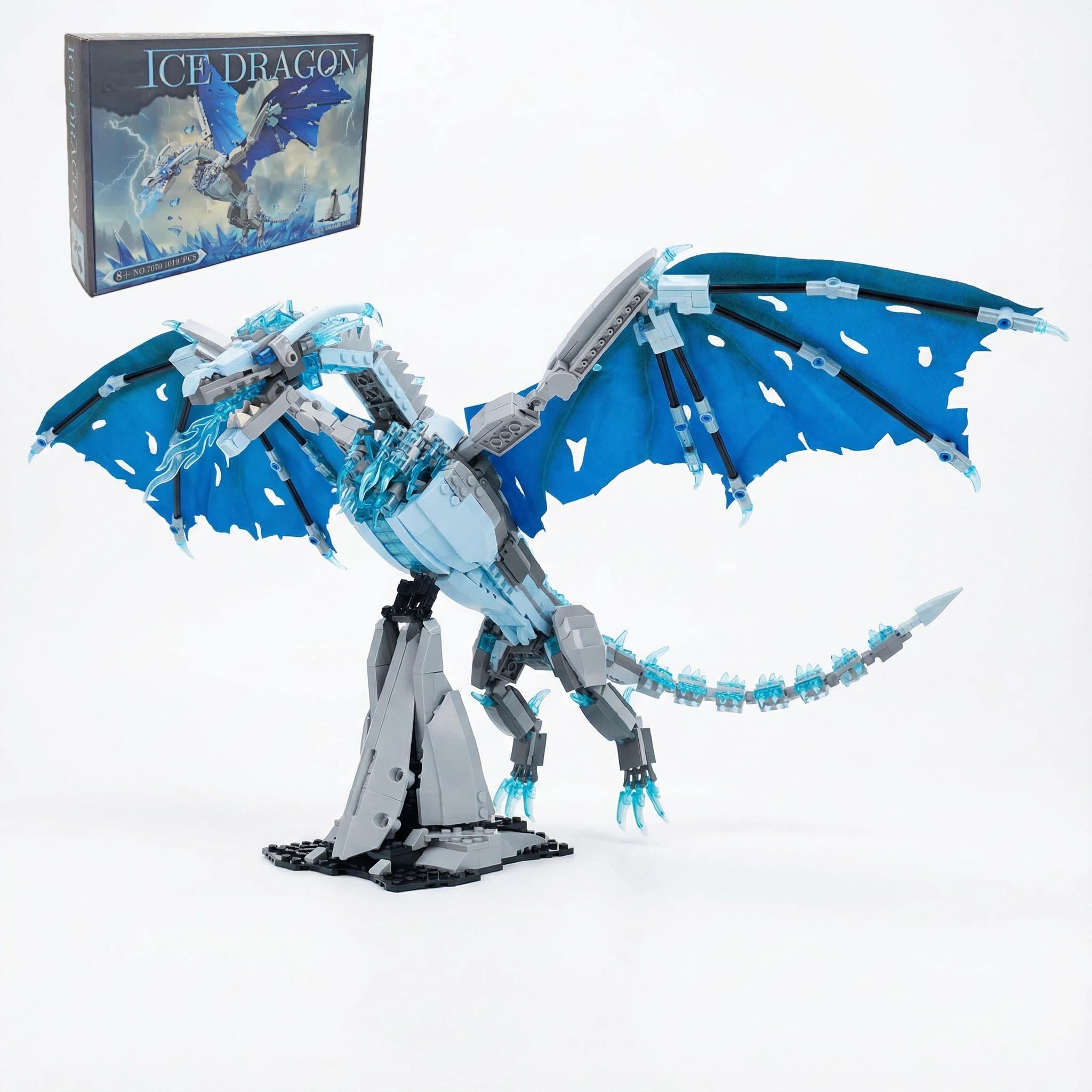Ice Dragon Building Blocks Set, Ice Dragon Model 20.47” Large Collectible Building Toy, Home Decor for GOT Fans,Creative Gift for Kids 8-16+ & Adults(1019 PCS)