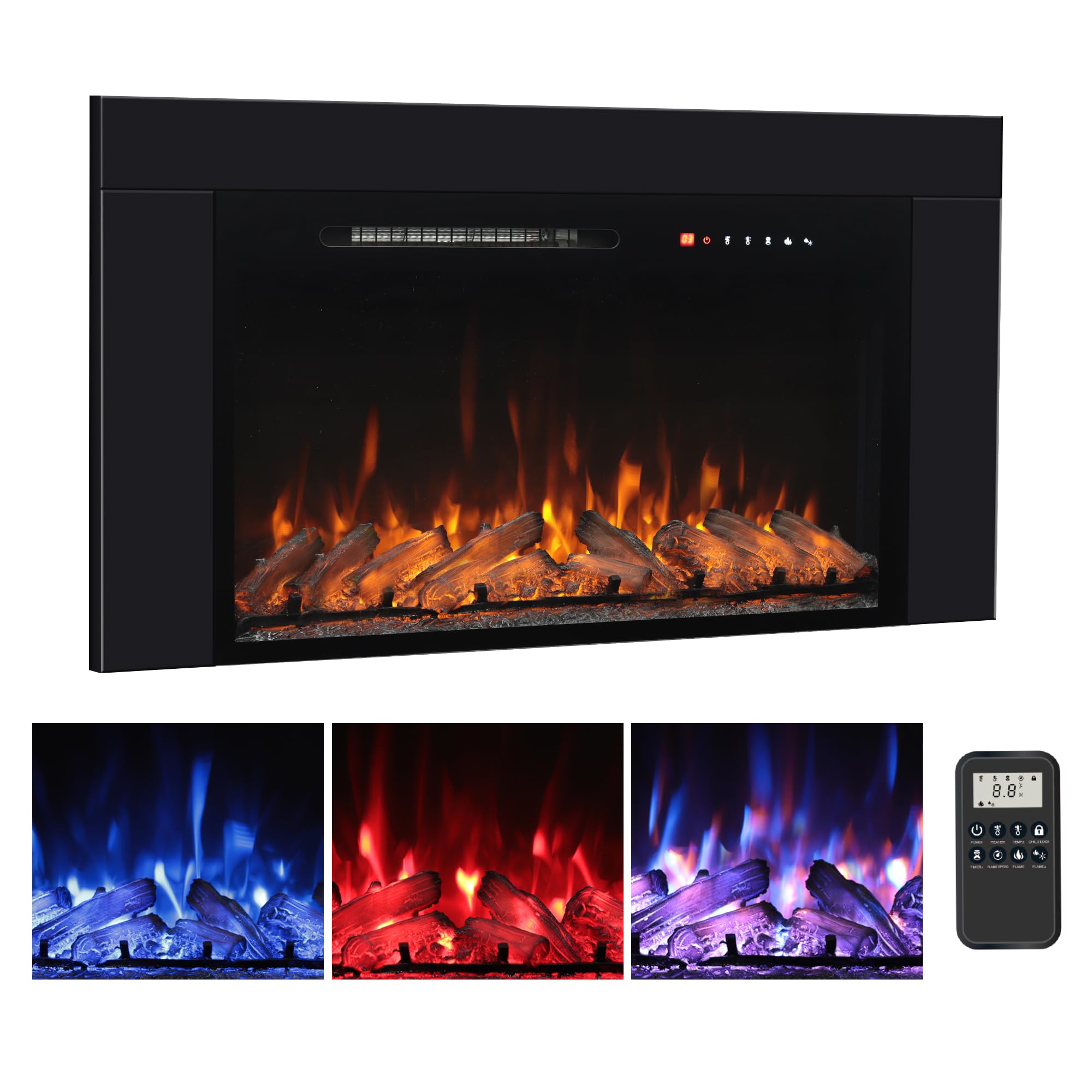 Photo 1 of OxharkFlame 33" Electric Fireplace with Trim Kit