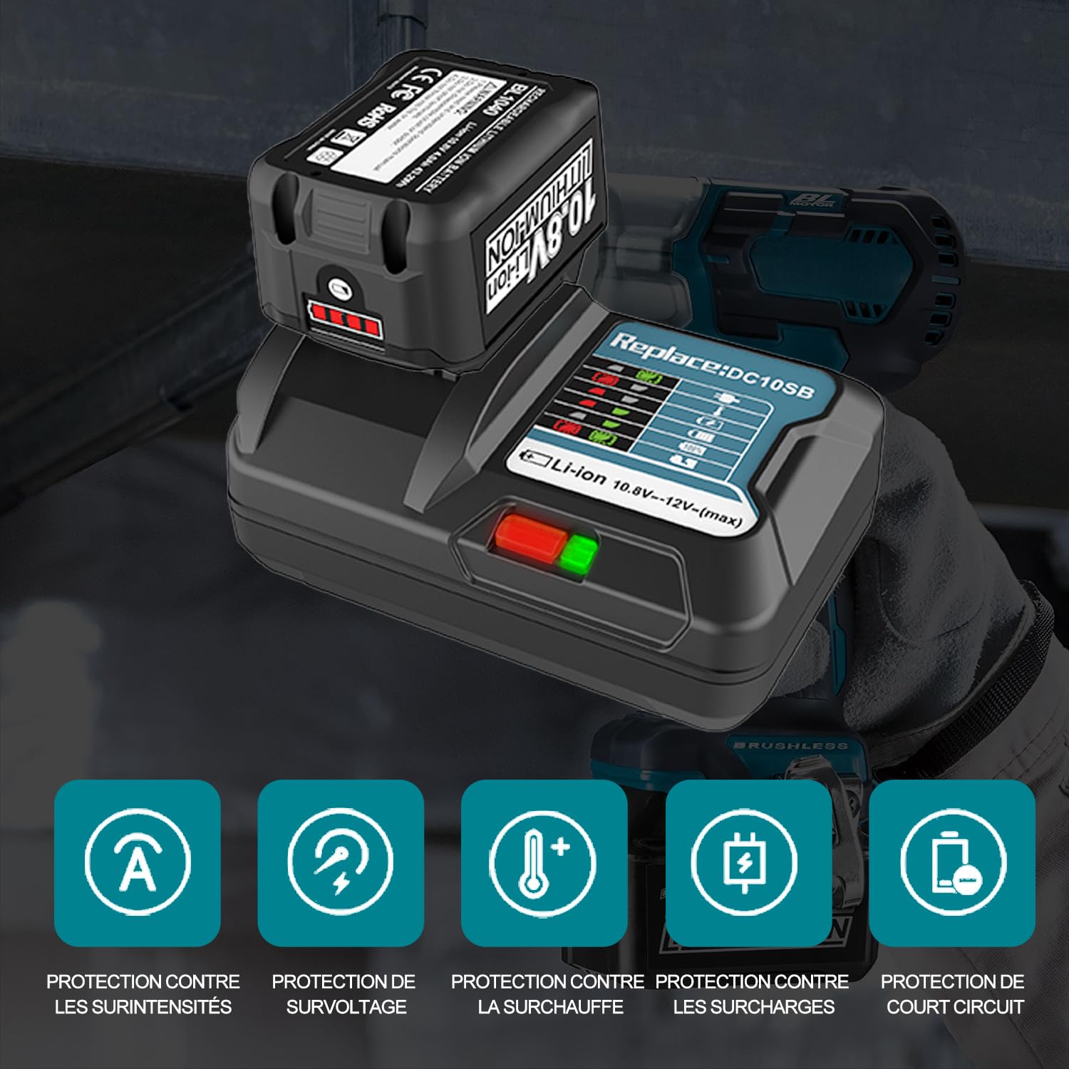 Batterie 12V 4,0Ah Batterie avec Chargeur pour Makita 12V Outil