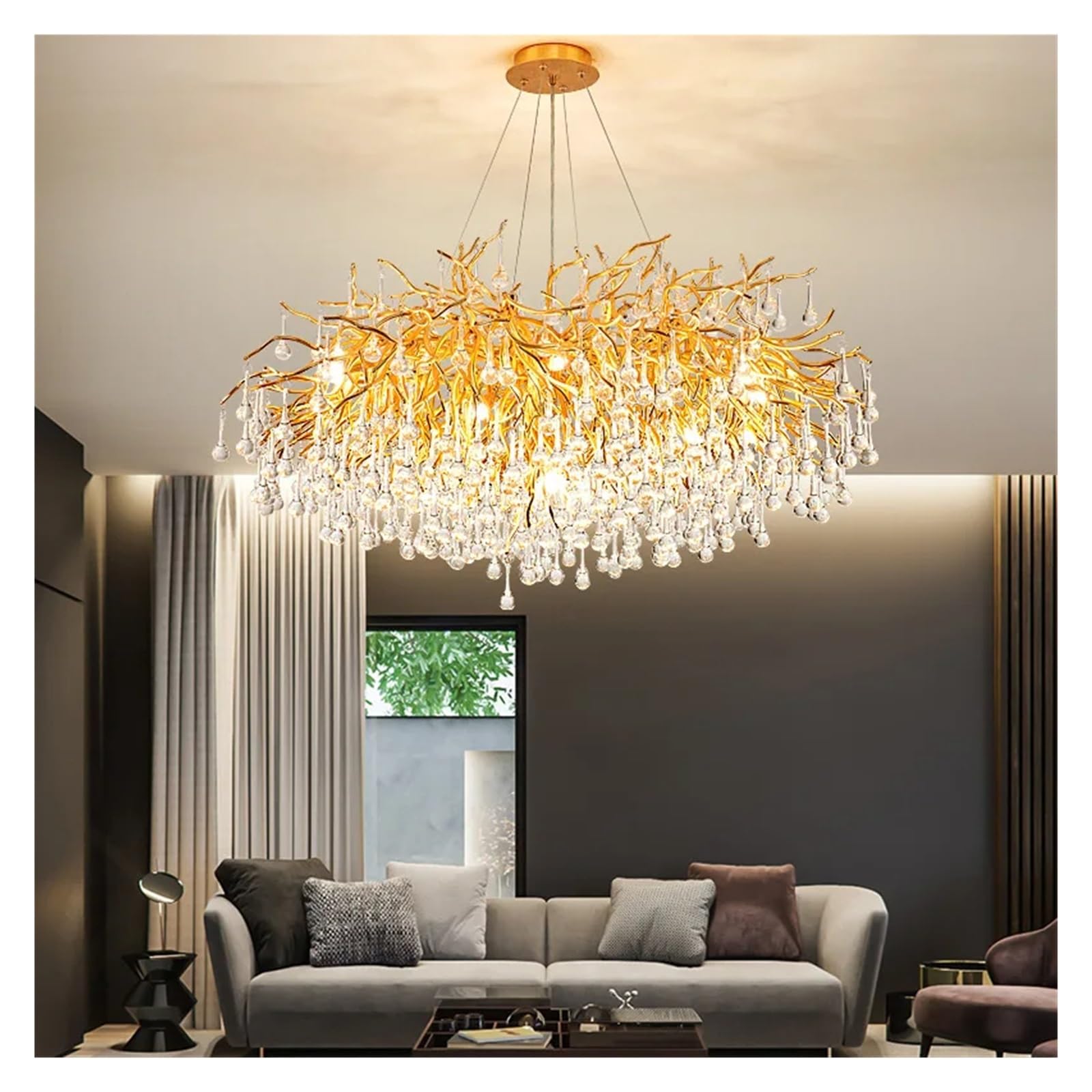 PCXEHUYP Living staircase villa warm chandelier crystal aluminum,Contemporary Dining Room