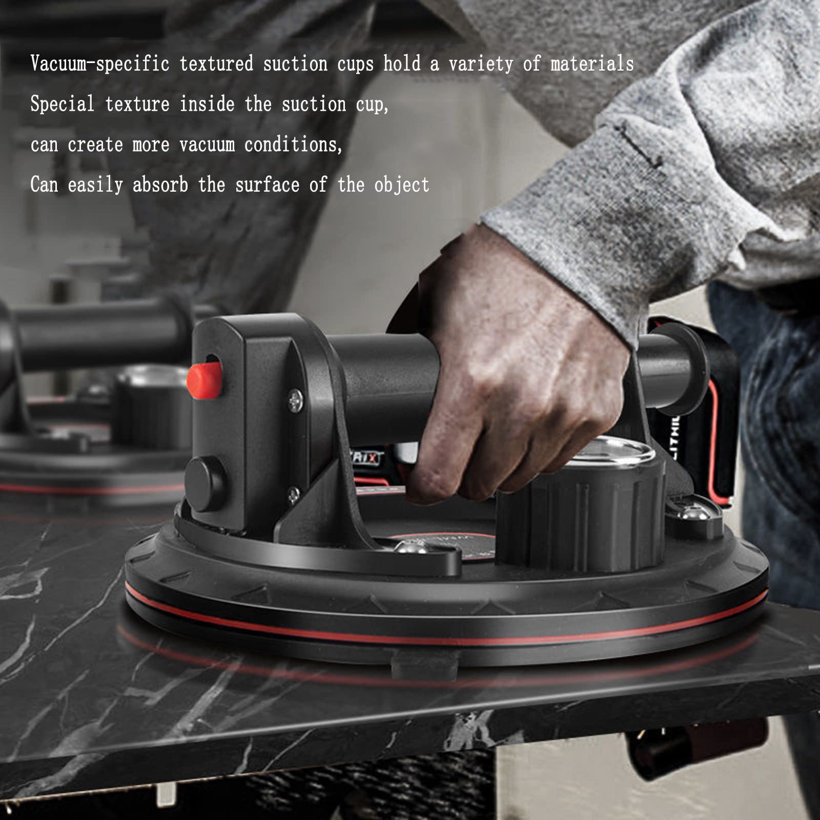 Válvula de Escape de protección de 360°, Bomba de AIRE de vacío, Ventosa para azulejos, herramienta eléctrica fija para manipulación de vidrio, diámetro Grande de 20 cm