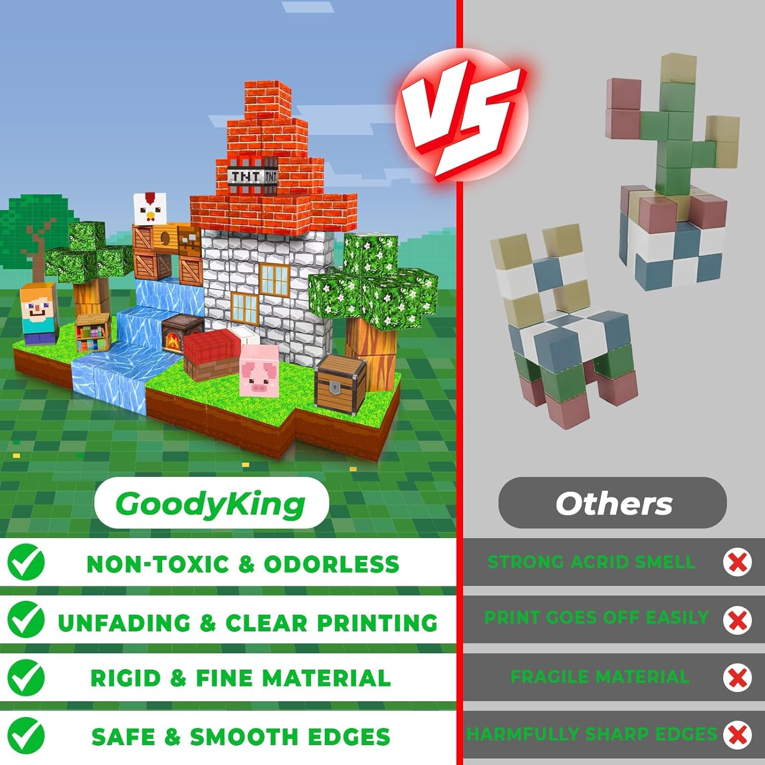 Goody King Costruzioni Magnetiche, 100 Pezzi Cubi Magnetici per Bambini, Giocattoli Magnetici Creativi Montessori da 3 4 5 6 7 Anni Ragazzo e Ragazza Magnetic Building Blocks Regali di Bambini