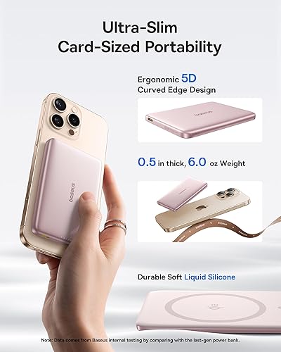 Miniatura 2 de Baseus Picogo - Cargador portátil Magsafe, certificado Qi2 de 0.5 pulgadas, ultra delgado, batería inalámbrica de 15 W, batería magnética de carga