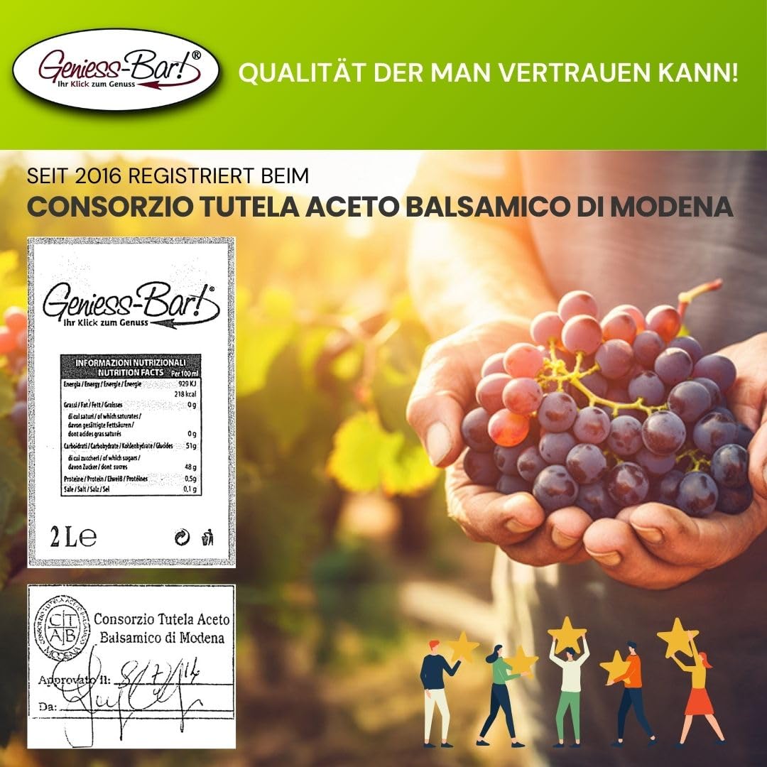 Geniess-Bar! Balsamico Creme Birne (5 Liter + 10 Flaschen) - Premium Crema di Aceto Balsamico di Modena IGP mit 3% Säure