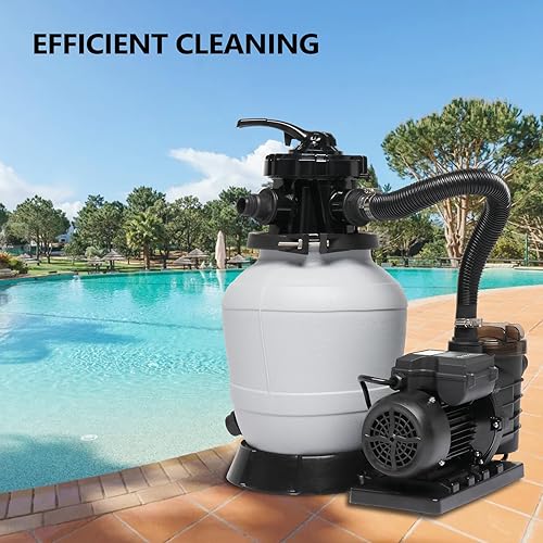 Miniatura 8 de VINGLI - Filtro de arena para piscina (temporizador de 24 horas), tanque de 14 pulgadas con bomba de piscina de 34 HP de 115 V y bolas de filtro de