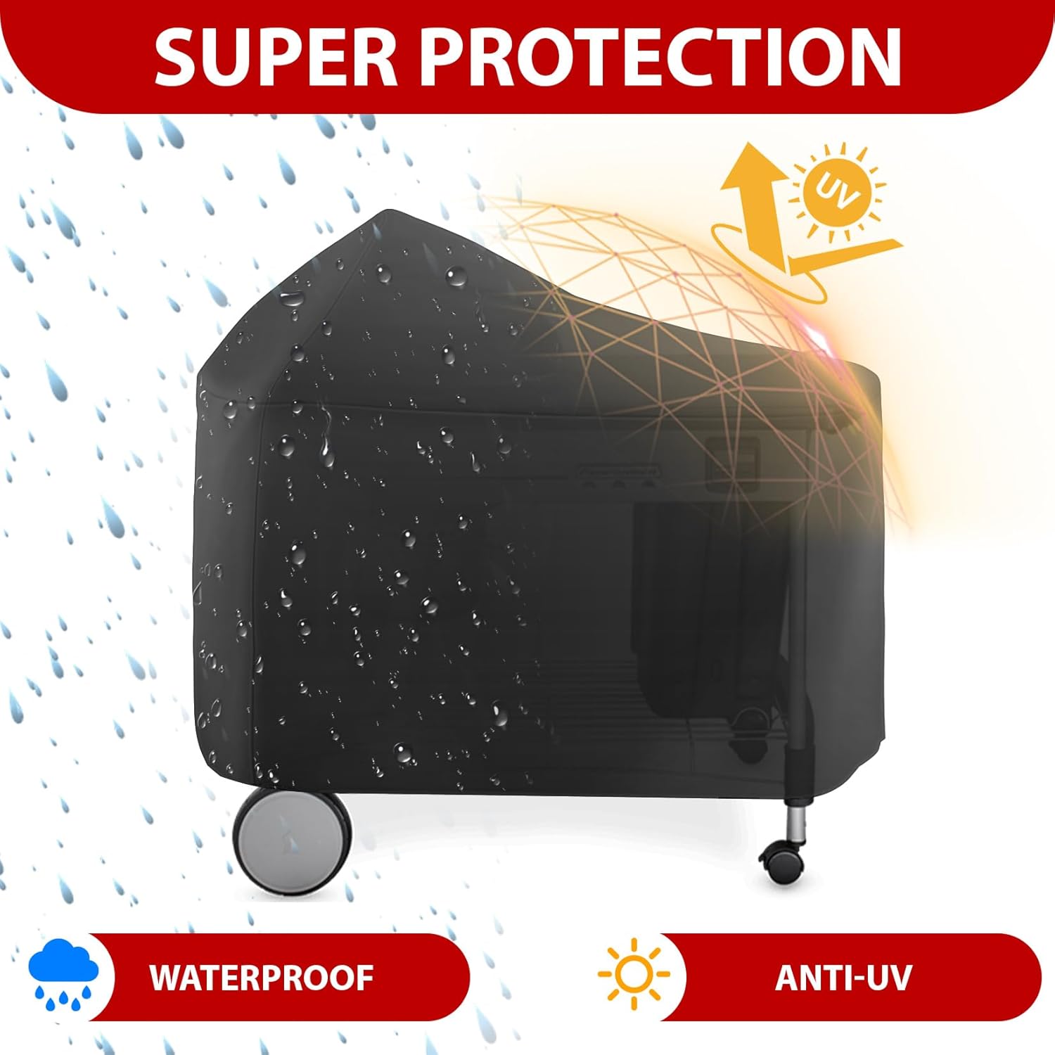 7152 Grill Cover for Weber Performer Deluxe 22 Inch Charcoal Grills, Waterproof BBQ Grill Cover, Fade Resistant and Tear Resistant