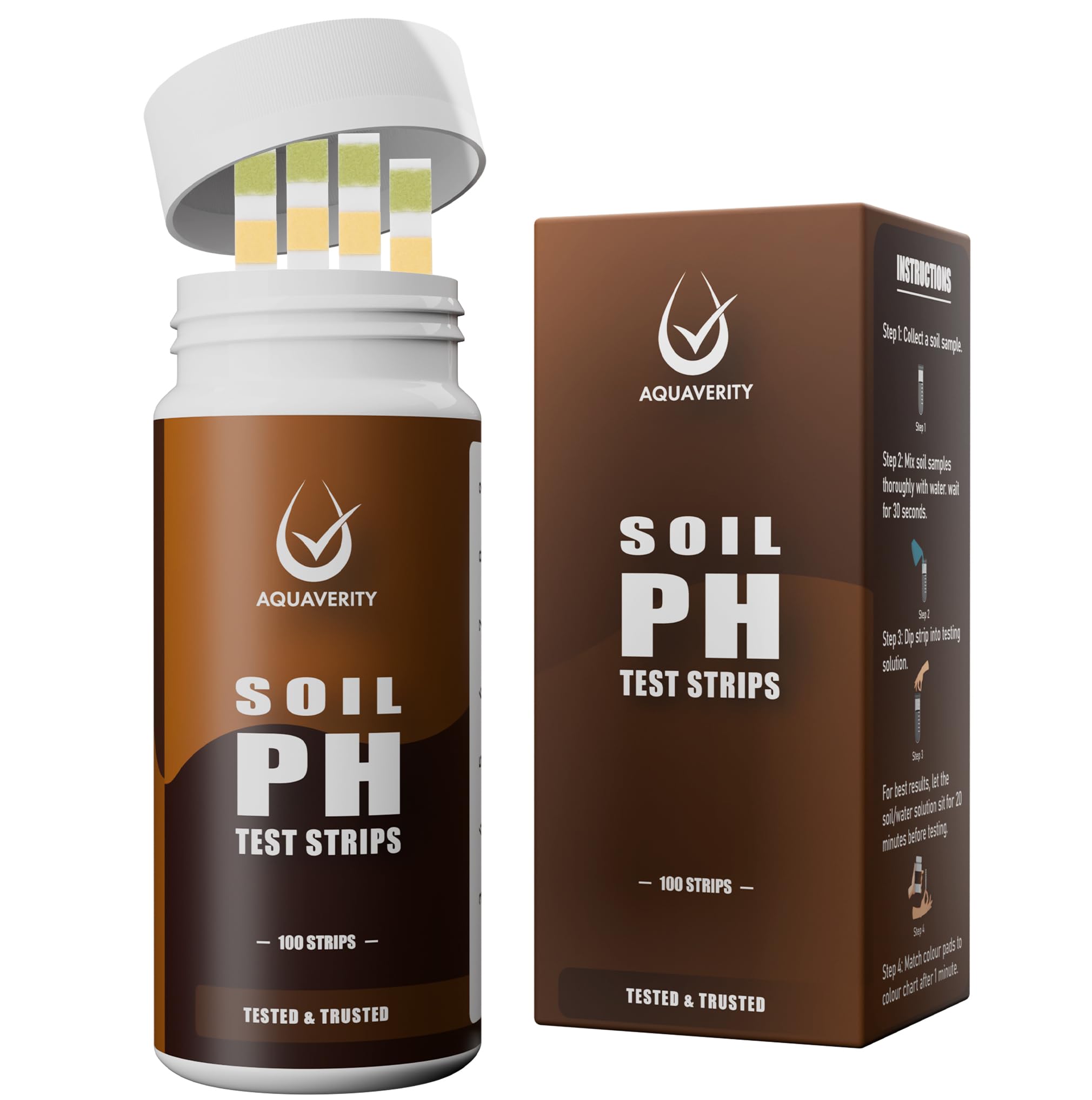 Kit de prueba de suelo: 100 tiras de prueba de pH del suelo (rango 3-9) pruebas de pH rápidas y precisas para jardín, césped y plantas | Tiras probadoras de pH fáciles de
