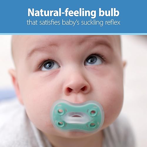 Miniatura 6 de Dr. Brown's Advantage - Chupete de silicona de una sola pieza, chupete totalmente simétrico, gris oscuroverdeamarillo, 19.7-59.1 ft, sin BPA,