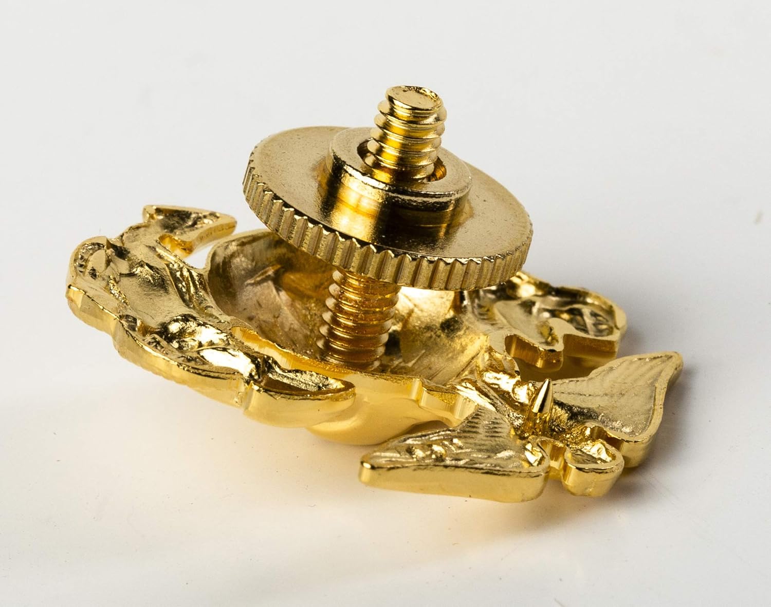 Marlow White USMC Dress Cap Device - Gold Metal Cap Cover with Hook and Loop Closure