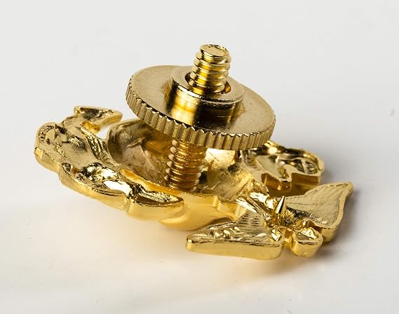 Marlow White USMC Dress Cap Device - Gold Metal Cap Cover with Hook and Loop Closure