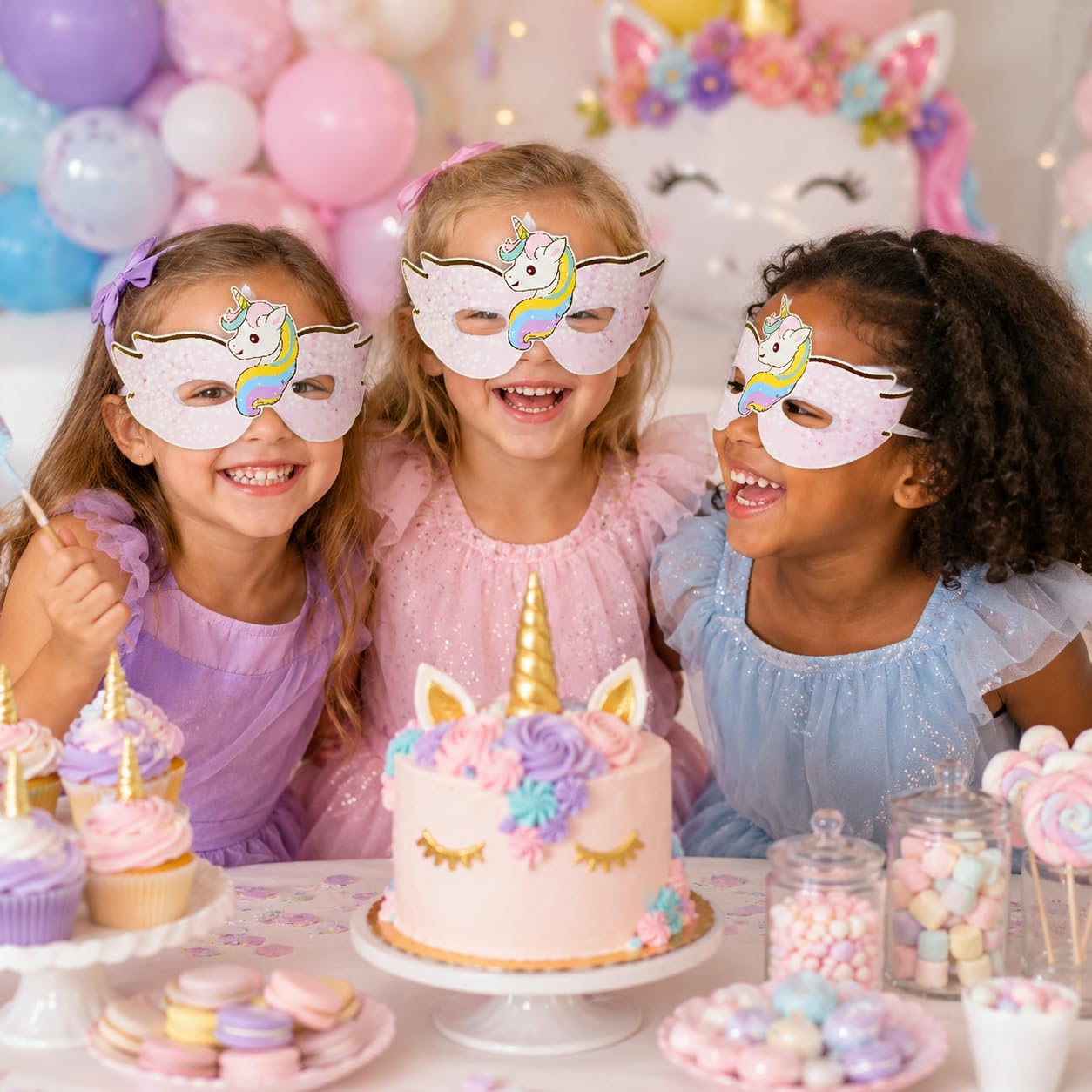 WANNA PARTY Unicorn Eye Mask for Kids,Unicorn Theme Party Favors for Unicorn Theme Birthday Decoration- Pack of 6 4