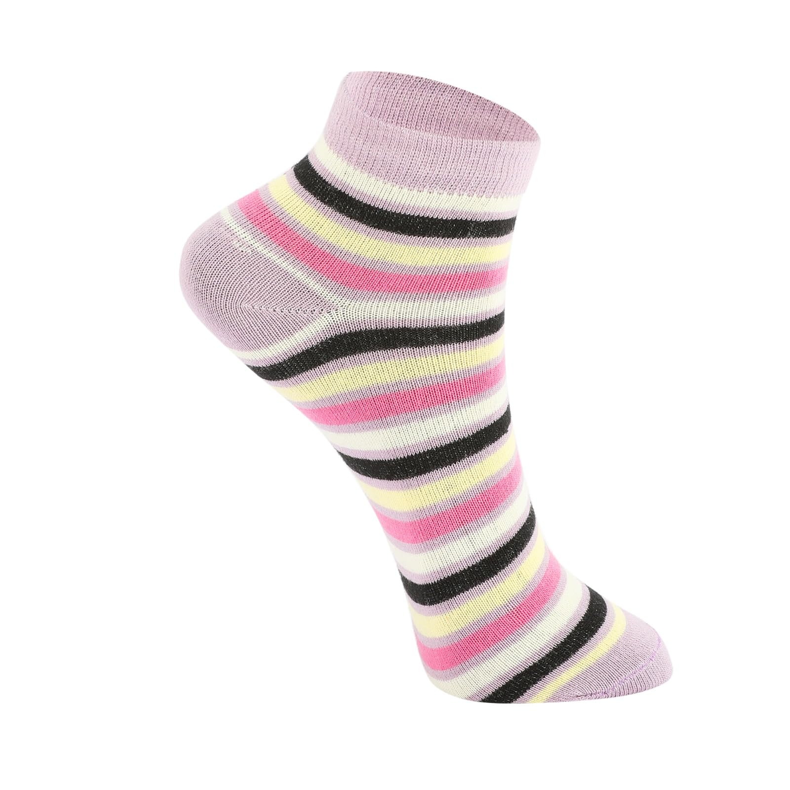 PRIMESOX MOVE ON Kids Girls Cotton Ankle Socks - Durable & Soft Kids Girls Socks, Breathable Design for Everyday Use - Pack of 5 Pairs (5-8 Years) - Image 7 thumbnail