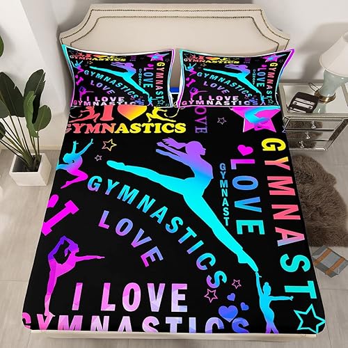 Miniatura 5 de Erosebridal Sábana bajera ajustable de animadora, juegos de ropa de cama de tamaño individual, sábanas geométricas a cuadros para niños, niñas,