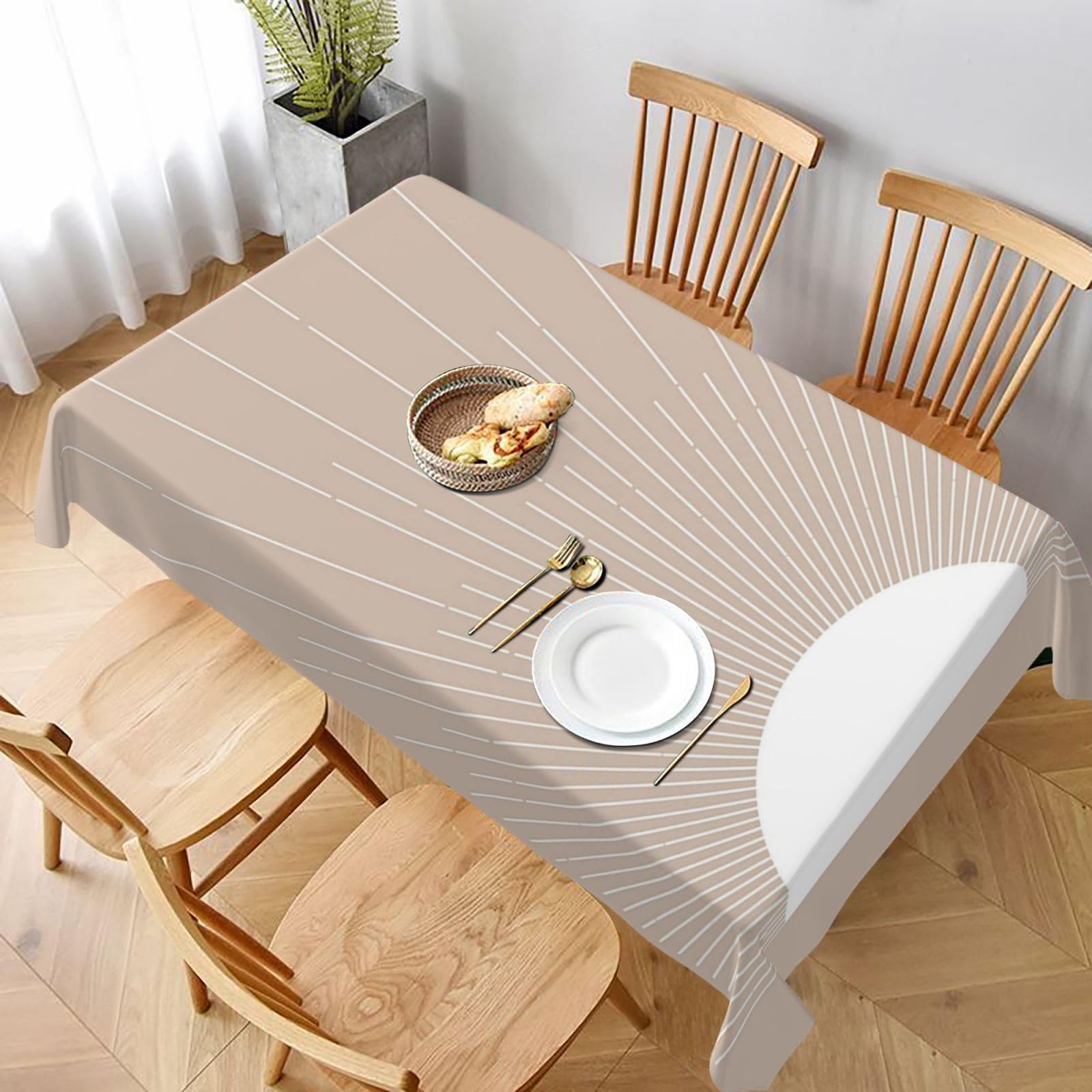 BNVSADC Abstract Geometric Printed Rectangle Tablecloth 228x152 CM, Water Resistant Polyester Table Cloth Decorative Fabric Table Covers for Kitchen Dining Table Parties Camping