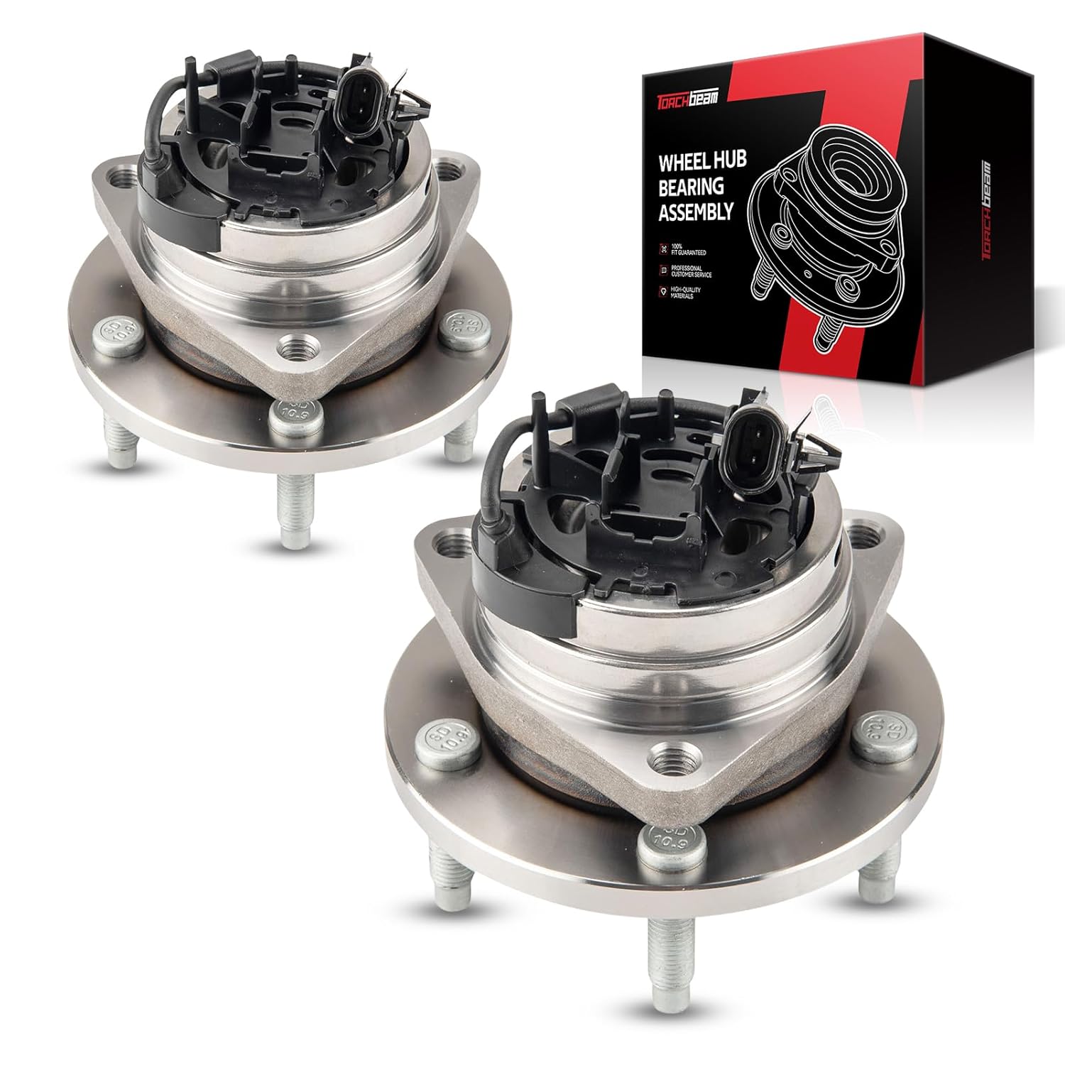 Torchbeam Pair 513214 Front Wheel Hub Bearing Assembly for 2004-2012 Chevrolet Malibu, 2005-2010 Pontiac G6, 2007-2009 Saturn Aura, Chevrolet HHR, Chevrolet Cobalt Wheel Bearing 5 Lugs W/ABS