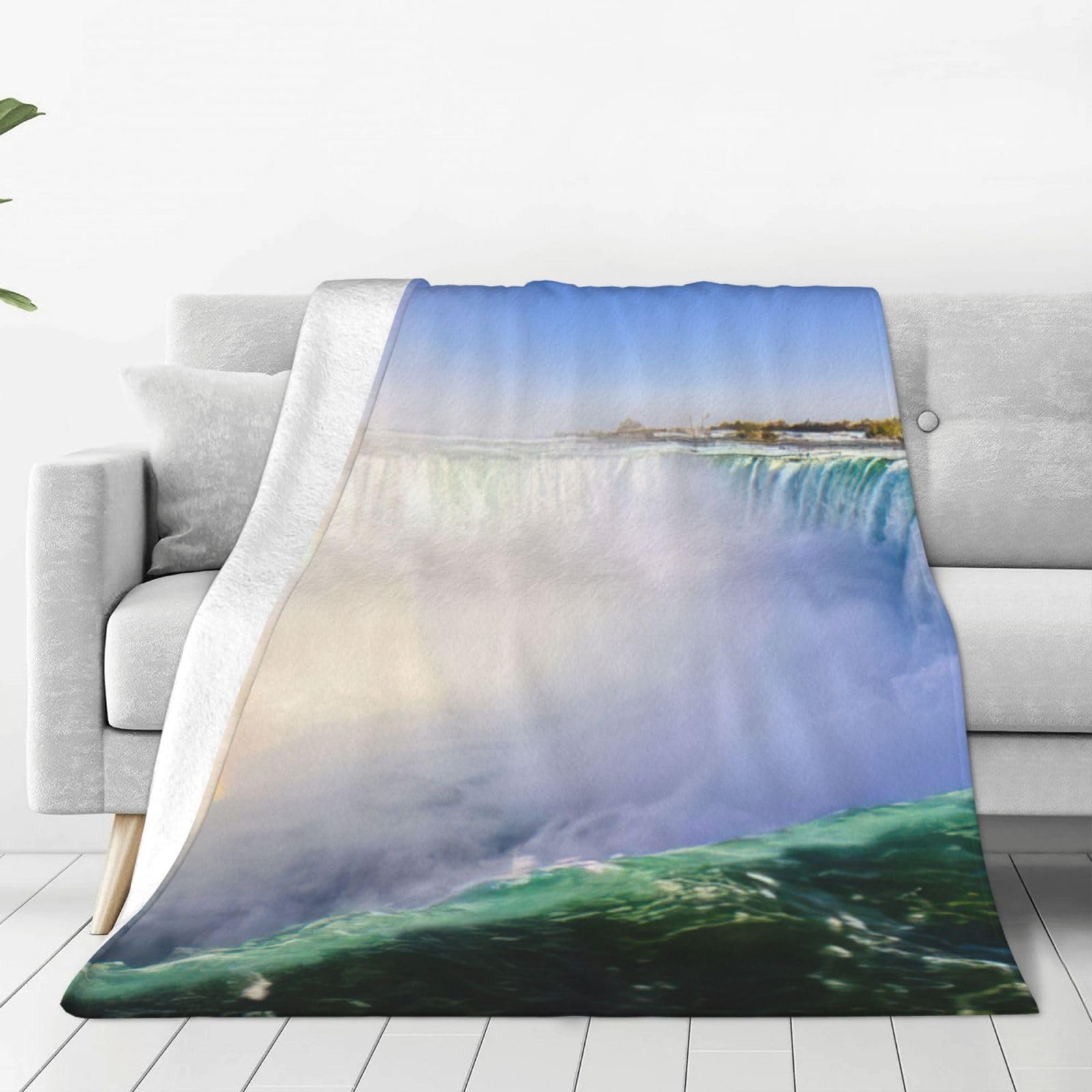 Couverture polaire Niagara Falls en flanelle haut de gamme chaude pour lit