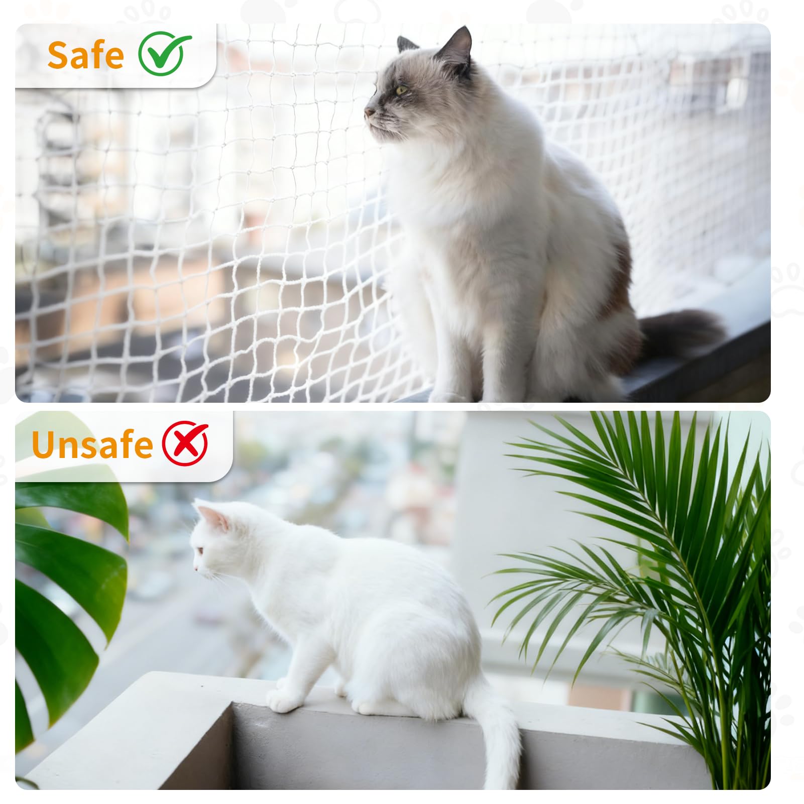 Siatka dla kota na balkon, bez wiercenia, 10 × 3 m, nylonowa, przezroczysta, możliwość przycięcia i odporna na ugryzienia, siatka balkonowa dla kotów (w zestawie linka mocująca | gwoździe | opaski