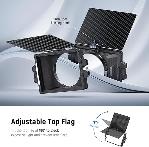 Miniatura 2 de NEEWER Mini caja mate con dos bandejas de filtro de 4 x 5.65 pulgadas, 4 adaptadores de lente circular, bandera superior de fibra de carbono,