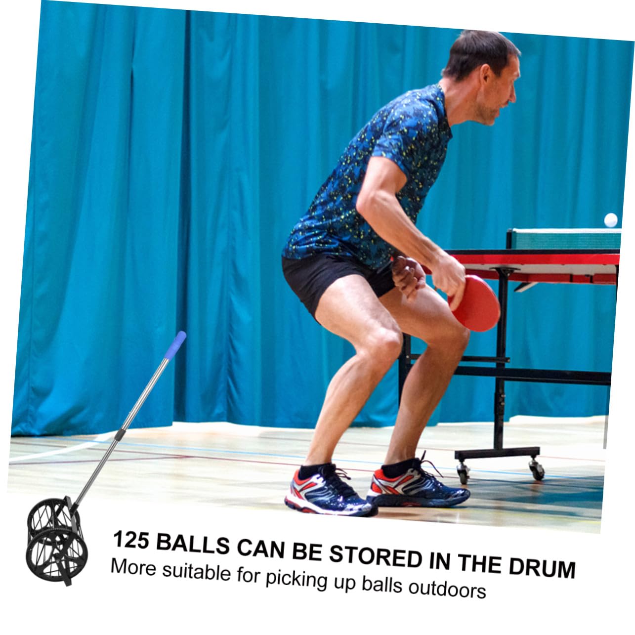 Toddmomy Trommelförmiger Tennistrainer mit Ballsammler für Tischtennis Training Tragbar und Verstellbar Nylon und Polyester Material Fassungsvermögen 125 Bälle