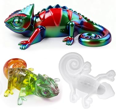 Large Chameleon Resin Mold Silicone, 3D Animal Epoxy Resin Molds Lifelike Deep Lizard Silicone Mold for Resin Casting DIY Crafts Christmas Home Decoration Office Desktop Cabinets Decor