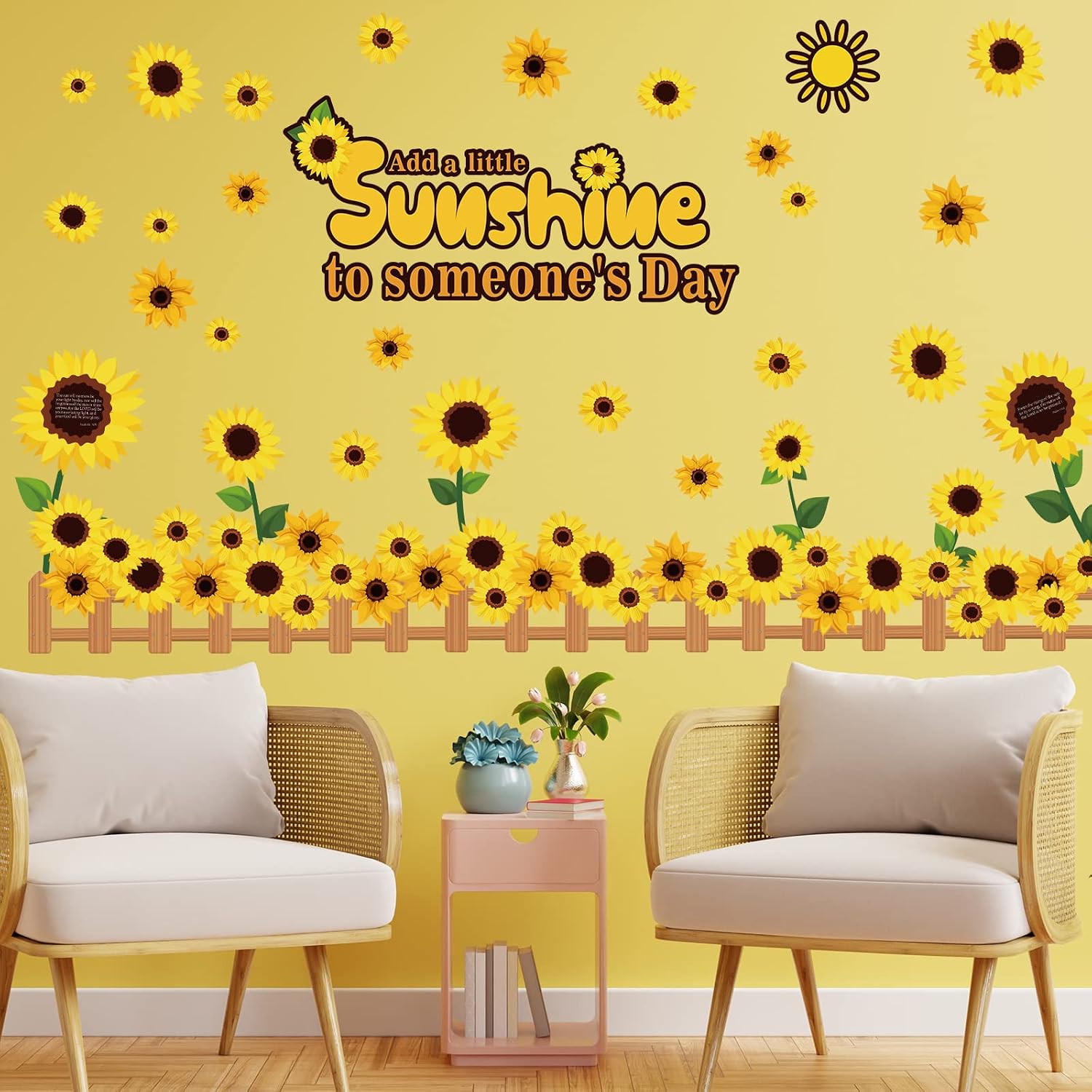 Colarr 92 Pcs Summer Sunflower Bulletin Board Decorations Sunflowers Bulletin Boards Classroom Decor Set Inspirational Yellow Daisy Flower Cutout for School Window Wall Door Home Office Decoraction
