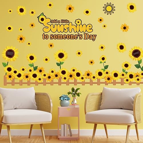 Miniatura 6 de Colarr Juego de 92 tablones de anuncios de girasol de verano, recortes de flores de sol con crecimiento de flores amarillas de primavera, juego de