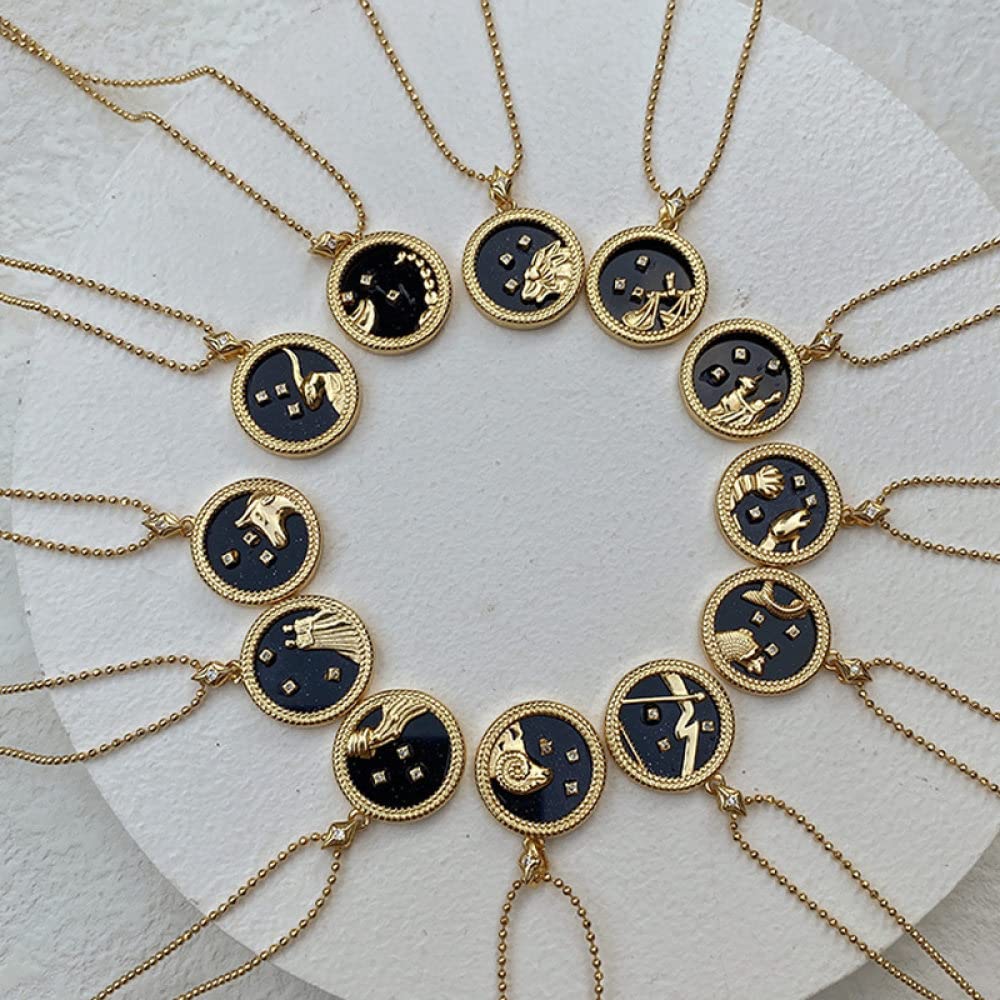 Sternzeichen Kette,S925 Silber Sternzeichen Halskette Für Frauen Exquisite Münze Halskette Gold Halskette Schwarz Horoskop Anhänger Halskette Freundschaft Schmuck Geschenk Für Mädchen Männer, Skorpi