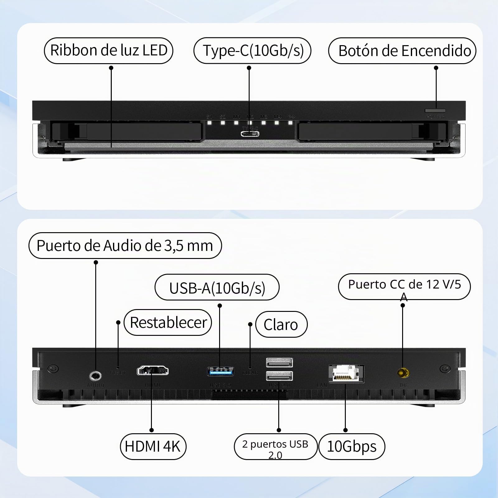 LincStation N2 NAS 6 Bahías - Intel N100 4 Núcleos | 10 GbE | 16GB LPDDR5 | 128G eMMC | 2 Discos Duros SATA de 2,5" + 4 Ranuras M.2 NVMe | 2 Años Garantía | HDMI 4K | Almacenamiento Conectado a La Red