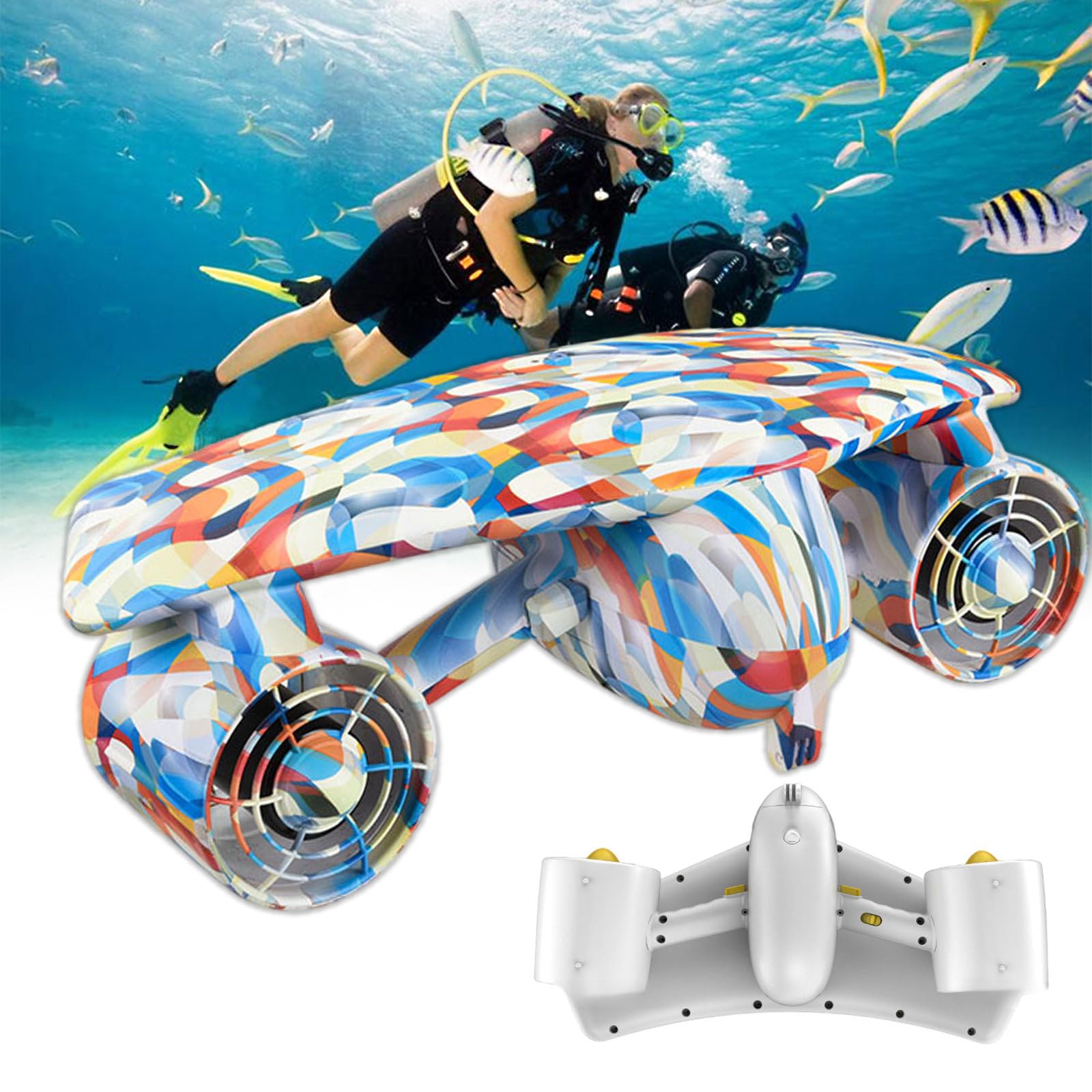 WDSOPK Electric Underwater Scooter, Sea Scooter, Submarine Glider Scuba Diving, 600w Dual Motors, 0.8m/S/&1.8m/S Speed Adjustment (Color1)