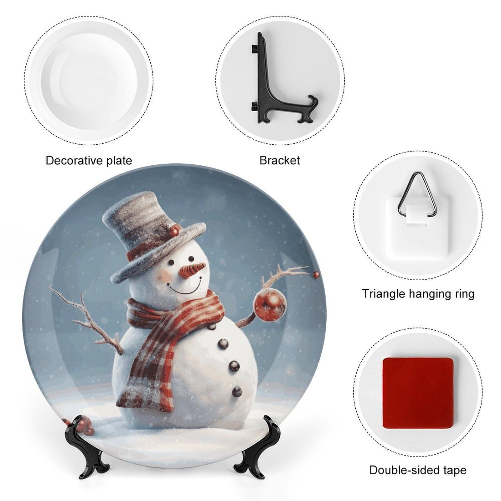 Bone China Decorative Plate Winter Snow Scene Ceramic