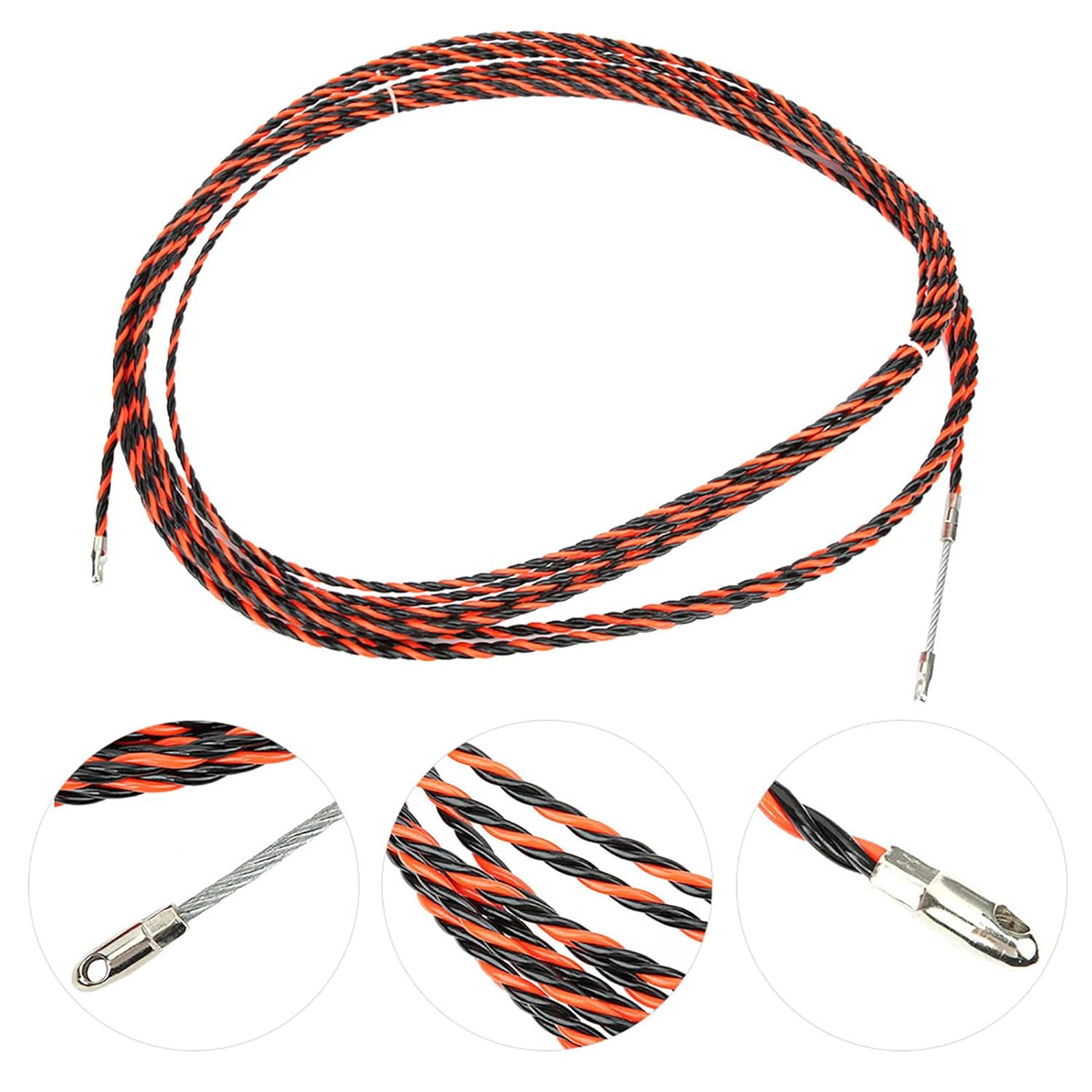 Electrical Wire Threader Fish Tape Cable Puller Cable Rods Kit Through Wall Wire Device with 2 Cable Fasteners (15M (with Two Wire Harnesses))
