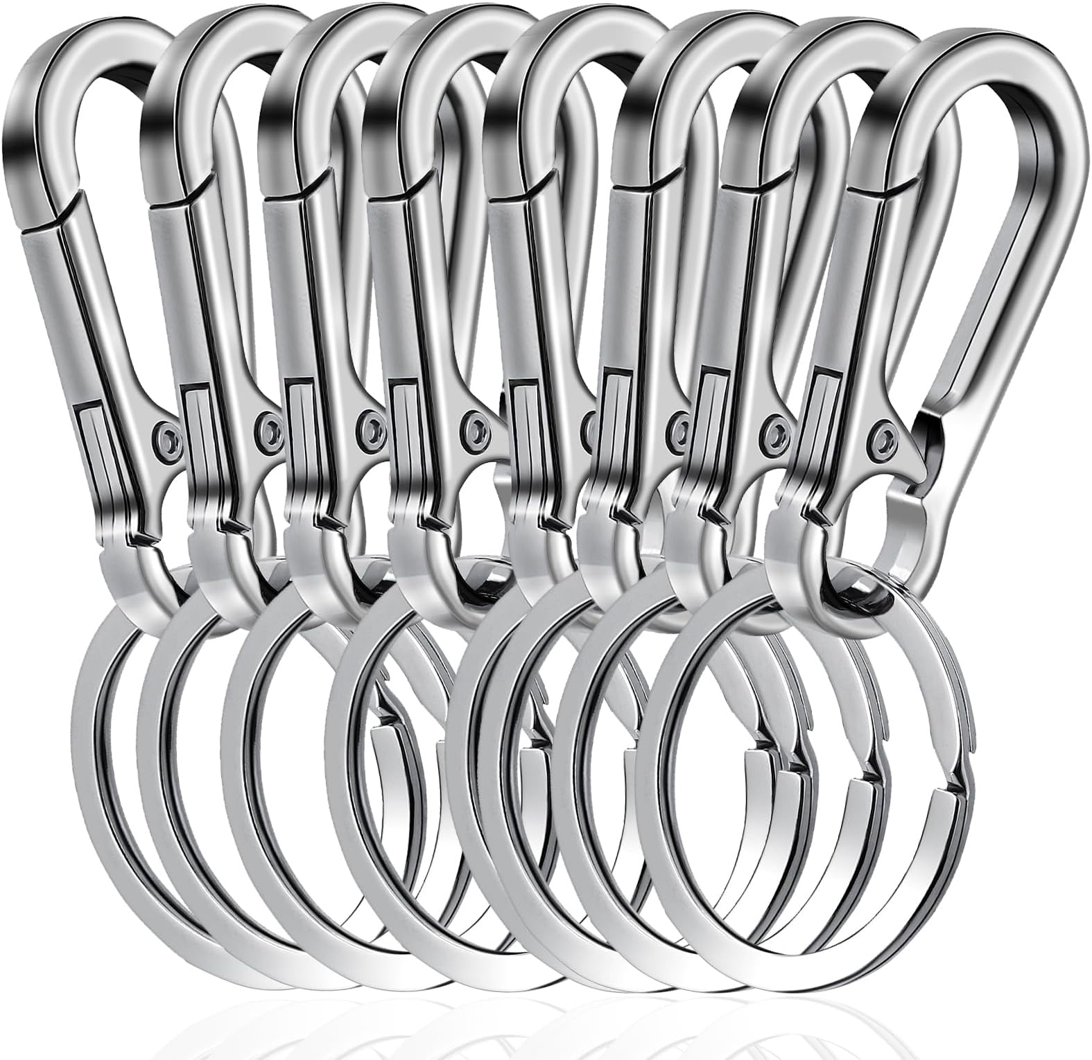 Amaxiu 8 PCS Heavy Duty Zinc Alloy Keychain, Metal Carabiner Keychain Car Key Holder Spring Keyring Quick Release Key Chain Clips Carabiner Keyring for Men Women