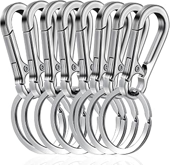 Amaxiu 8 PCS Heavy Duty Zinc Alloy Keychain, Metal Carabiner Keychain Car Key Holder Spring Keyring Quick Release Key Chain Clips Carabiner Keyring for Men Women