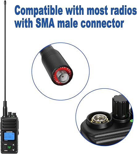 Miniatura 8 de SAMCOM Antena larga con SMA-hembra para Walkie Talkies, antena de radio bidireccional elástica de 6.7 pulgadas UHF 400-480MHz, para Samcom FPCN30A