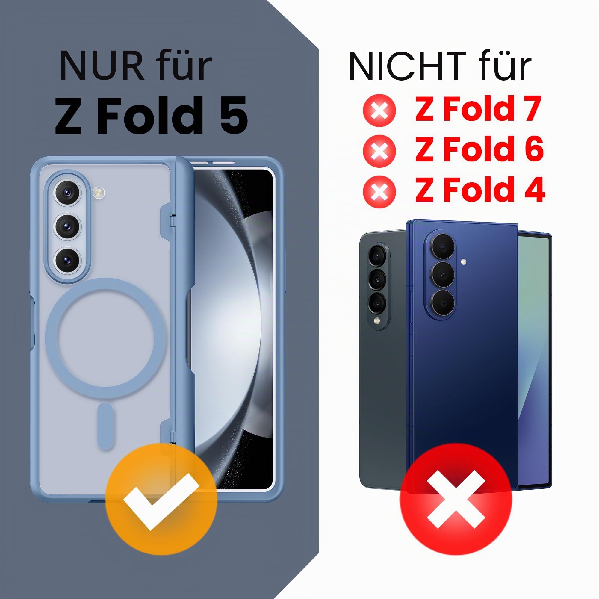 MOBOSI für Z Fold 5 Hülle Magnetisches Scharnier Schutz,Kompatibel mit Magsafe,Galaxy Z Fold 5 Gehäuse mit Vorderseite Displayschutzfolie,Stoßfeste Schutzhülle für Z Fold5mit S Stifthalter,Blau