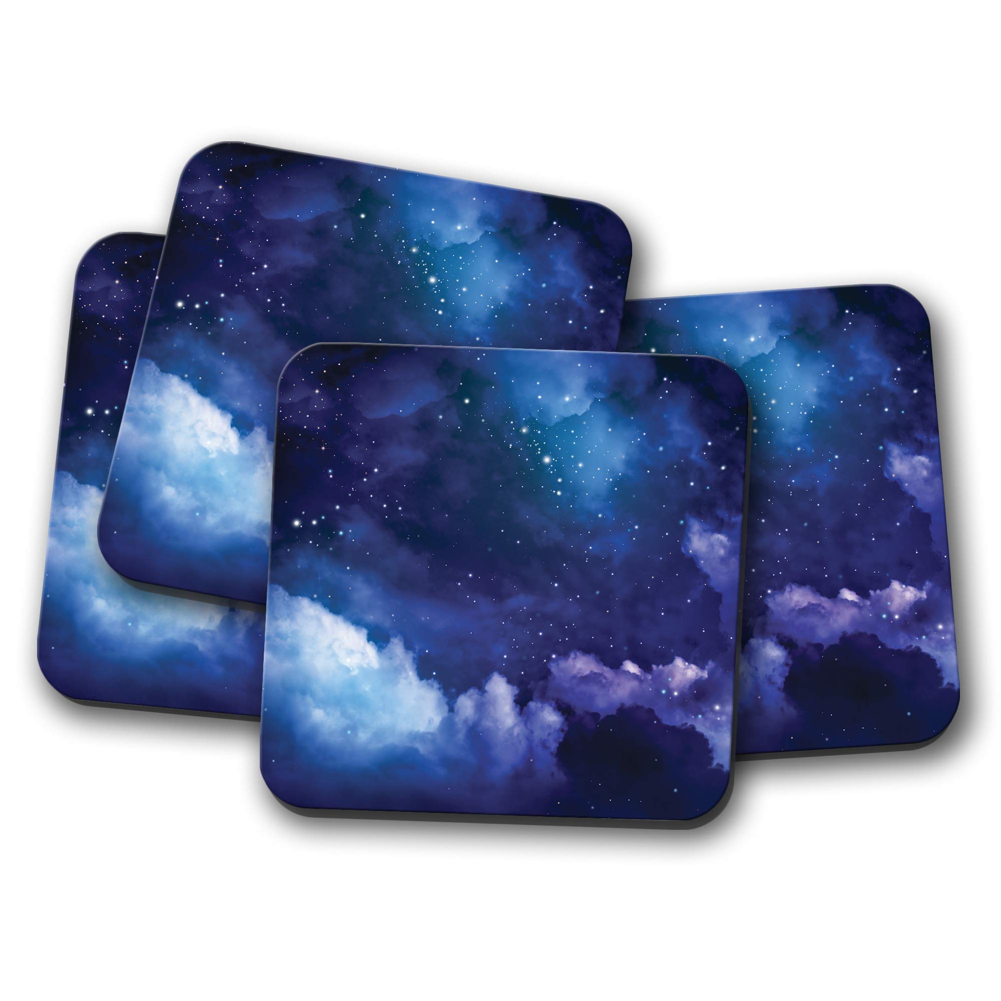 4 Set - Amazing Night Sky Coaster - Clouds Stars Space Purple #8745