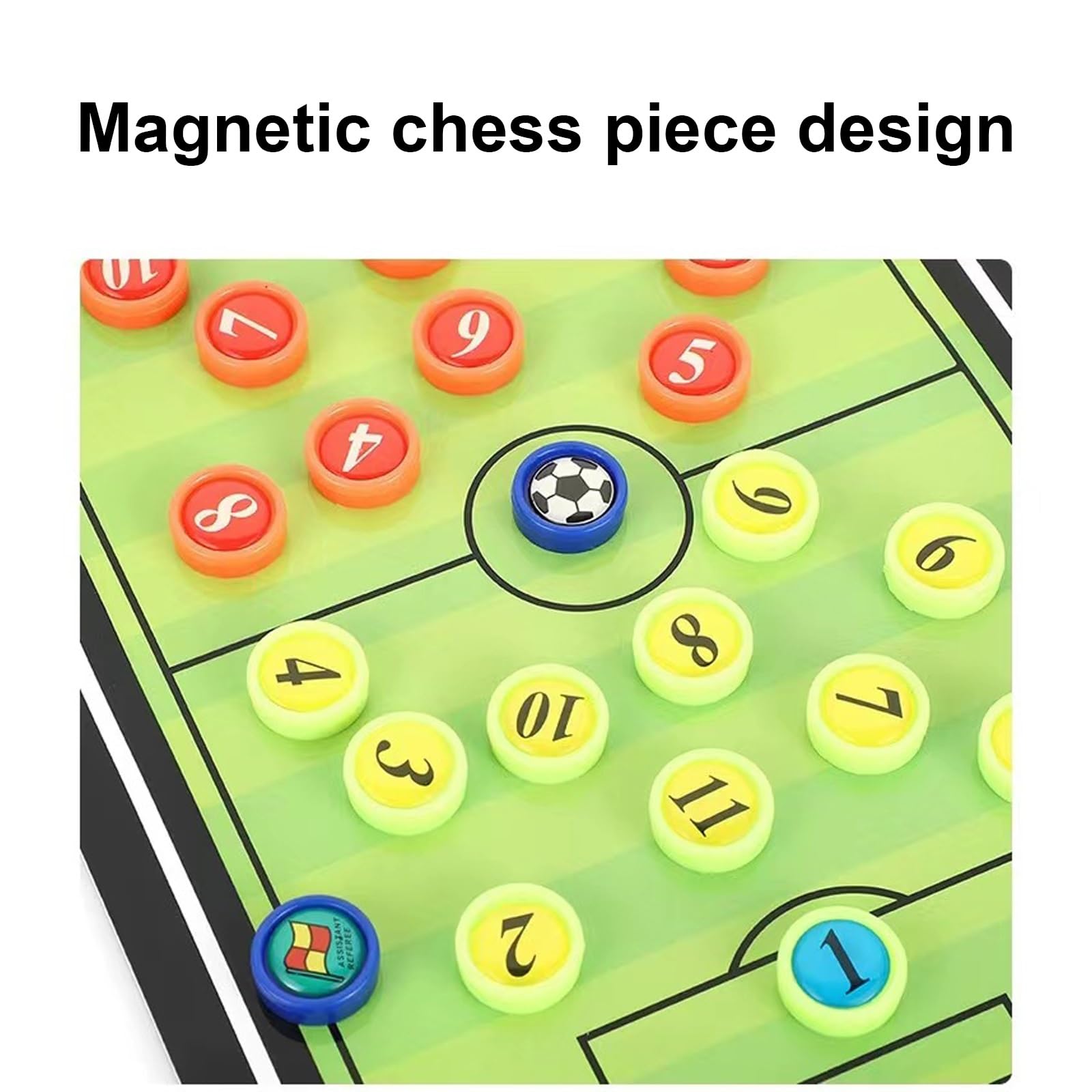 Trocken Abwischbares Fußball-Coaching-Board, Magnetisches Fußball-Strategiebrett, Kunstleder, Simuliertes Spielfelddesign, mit Schachfiguren und Marker-Radierer, Taktische Planung