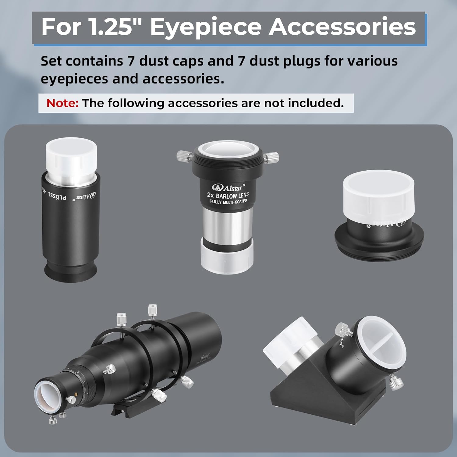 Alstar 70mm Compact Deluxe Finderscope - Bundle with - 7 Pair Dust Caps Set