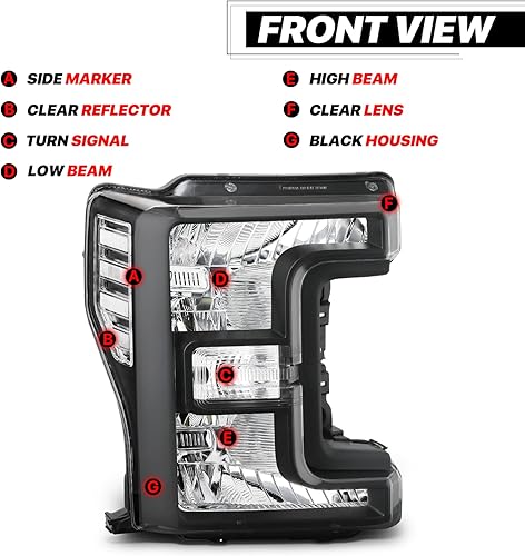 Miniatura 3 de M-AUTO Conjunto de faros delanteros con 4 bombillas LED premontadas de 6000 K compatibles con Ford F-250350450550 Super Duty 2017-2019, faros