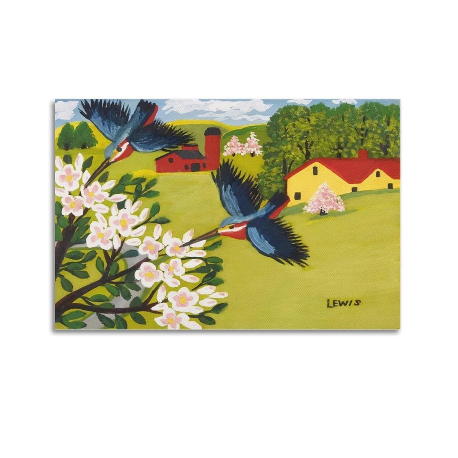 YMXSDIMDS Hummingbird by Maud Lewis Painting Poster Wall Art Canvas Prints Hanging Picture Home Decors Idea 08x12inch(20x30cm)