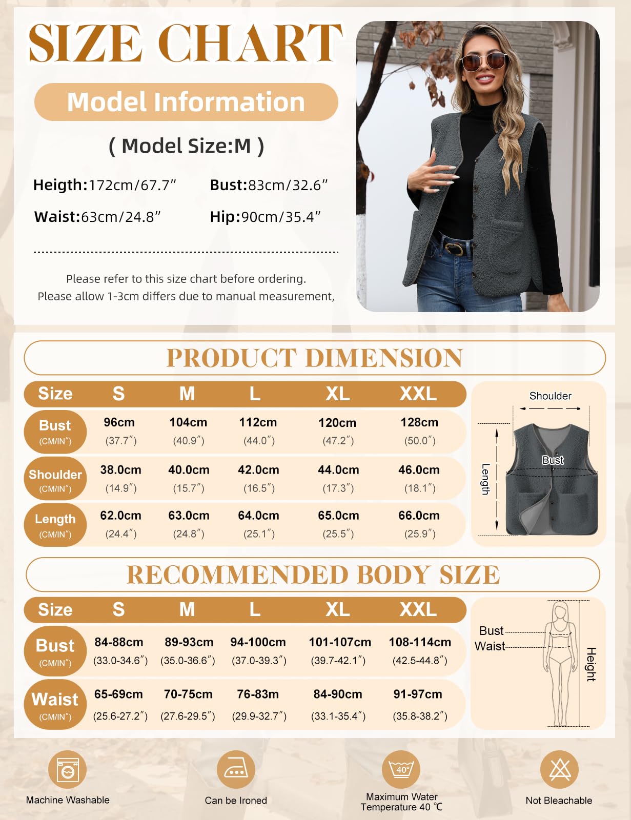 CMTOP Gilet Donna Gilet da Teddy Pile Senza Maniche Autunno Inverno Casual Smanicato Gilet in Pile Corta Leggero Comodi Gilet Scollo a V con Tasche
